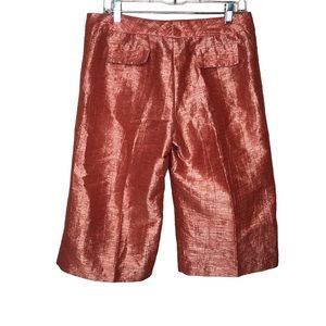 Vintage 90s Cache Wide Leg Capri Pants Size 8 Orange Linen Shimmer USA